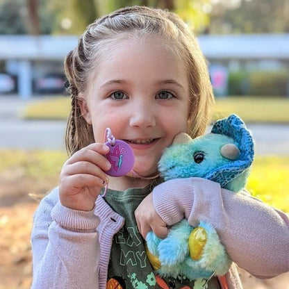 Girls holds up purple butterfly chewies in United States