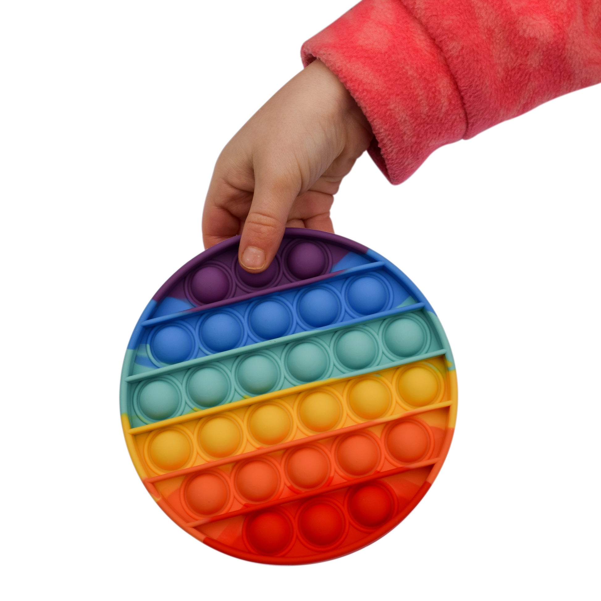 Circular Rainbow Pop It in Girls Hand