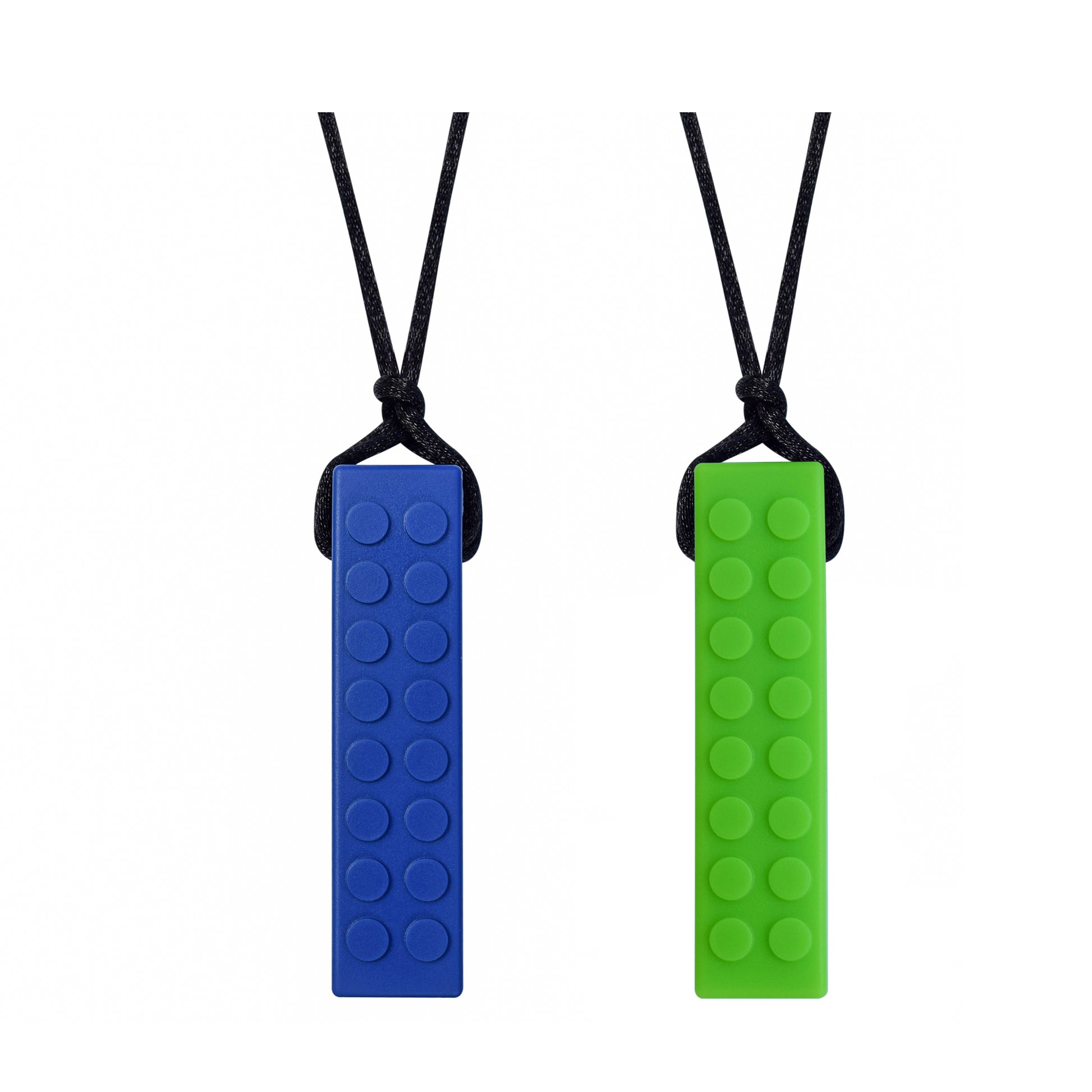 2 LEGO Brick Necklaces in Navy and Green