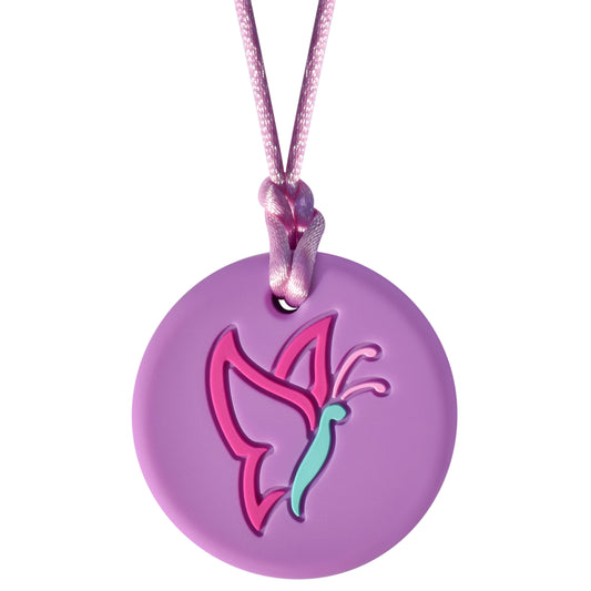 Purple Butterfly Chew Necklace.