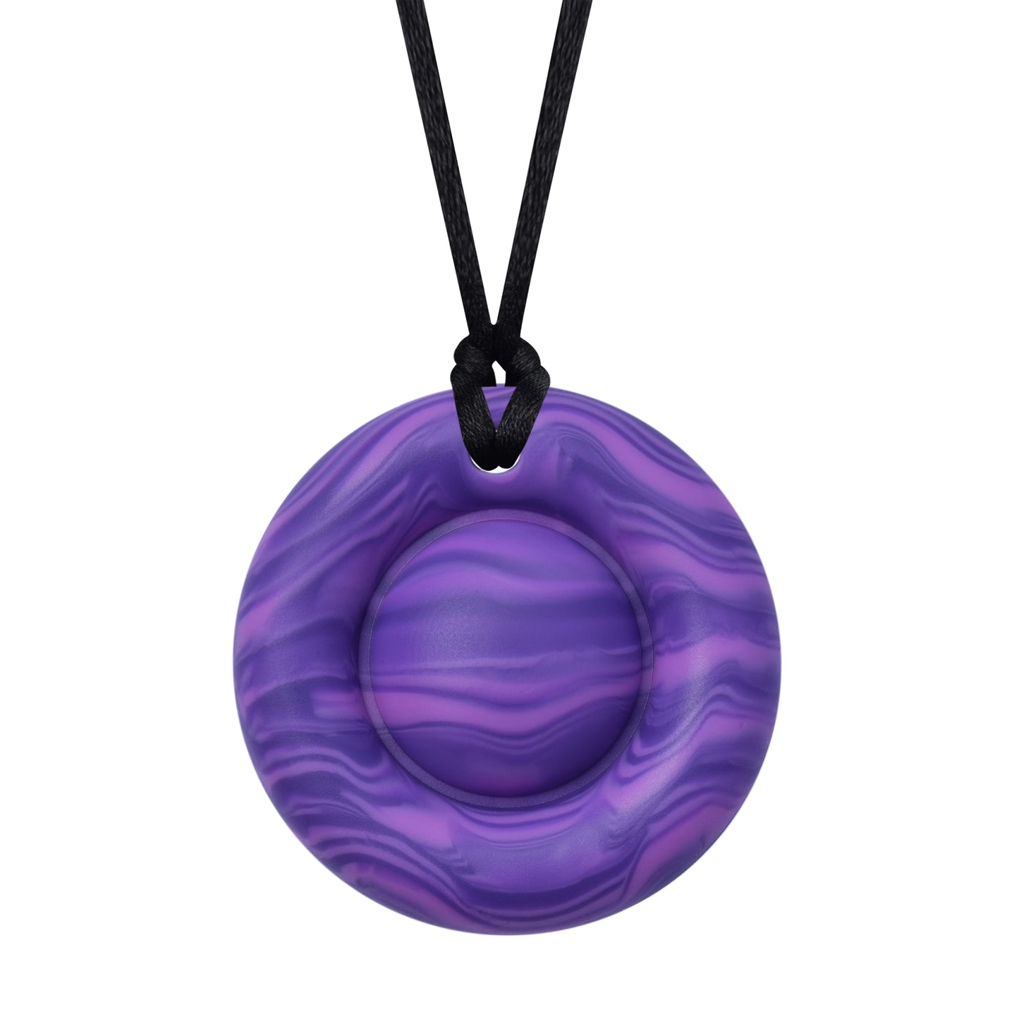 Pop It Stim Fidget Toy Chew Necklace in wavy purple...