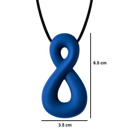 Infinity Shaped Adult Chew Necklace with measurement of 6.5cm by 3.5cm